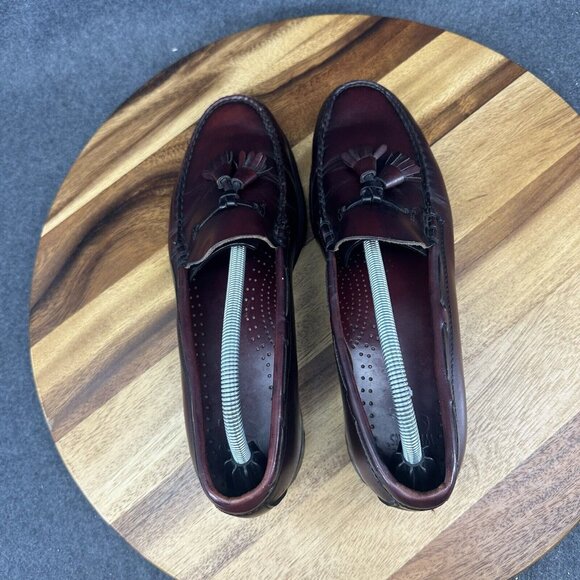 Vtg GH Bass Weejuns Loafers Mens 10D Burgundy Leather Grayson Tassel USA Made - Picture 10 of 13